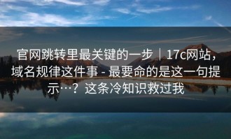 官网跳转里最关键的一步｜17c网站，域名规律这件事 - 最要命的是这一句提示…？这条冷知识救过我