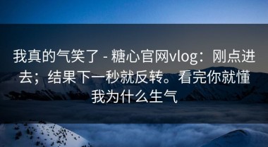 我真的气笑了 - 糖心官网vlog：刚点进去；结果下一秒就反转。看完你就懂我为什么生气