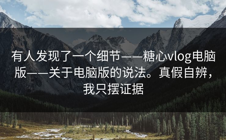 有人发现了一个细节——糖心vlog电脑版——关于电脑版的说法。真假自辨，我只摆证据