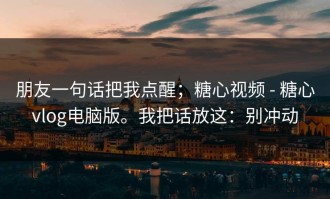 朋友一句话把我点醒；糖心视频 - 糖心vlog电脑版。我把话放这：别冲动